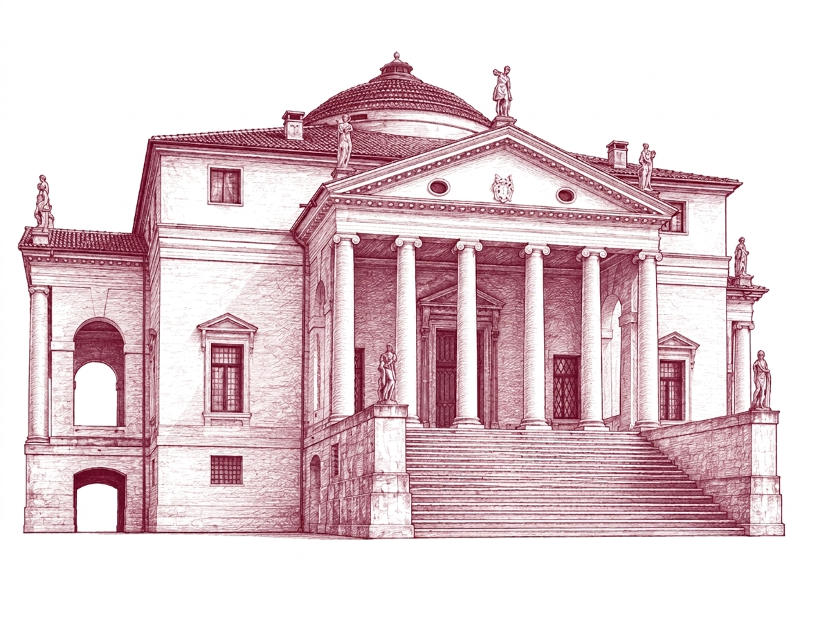 Villa Rotonda – Andrea Palladio, illustrazione a china